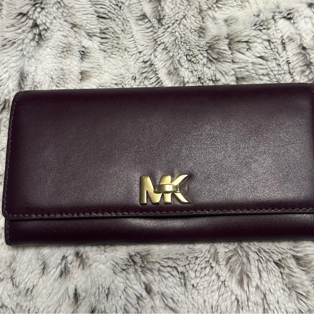 Michael Kors Dark Burgundy Clutch with Gold Logo